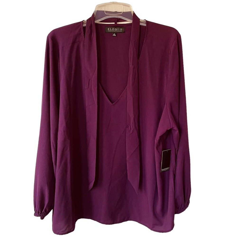Eloquii Eggplant Size 22 V neck Blouse